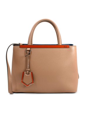 Fendi Beige Leather Handbag with Silver Detailing