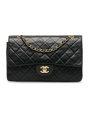 Chanel Vintage Black Medium Lambskin Double Flap Bag
