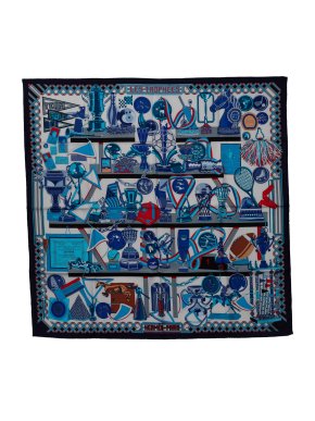 Hermes Blue 'Les Trophee' Silk Scarf 90x90