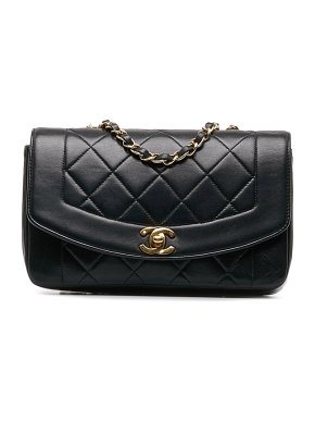 Chanel Black Small Lambskin Diana Crossbody Bag