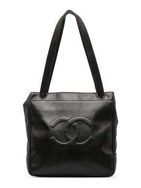 Chanel Vintage Black CC Lambskin Tote Bag