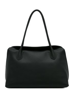 Black Leather Gabriel Fold Over Tote Bag