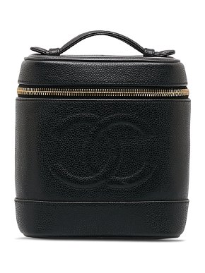 Chanel Black Caviar Leather CC Vanity Bag