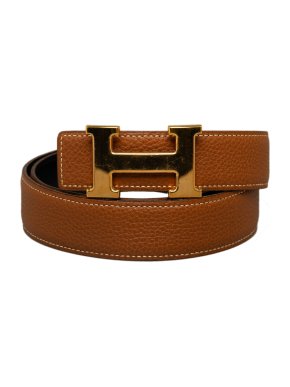 Hermes Black and Gold Constance Reversible Belt with Gold Hardware