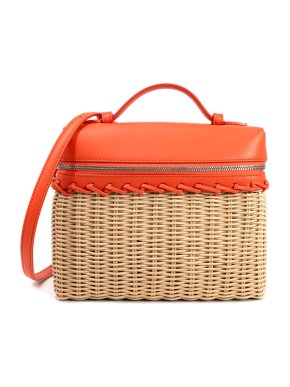 Loro Piana Extra Pocket L19 Orange Wicker Pouch