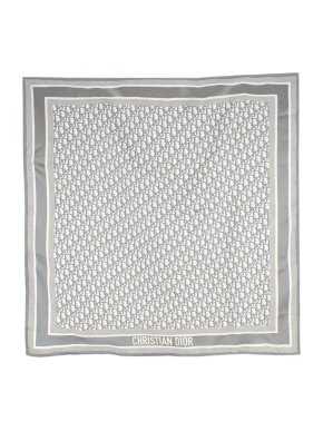 Dior Grey Oblique Diortwin 90 x90 Silk Scarf