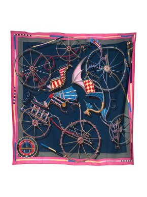 Hermes Voitures en Equilibre Cashmere & Silk Scarf 140