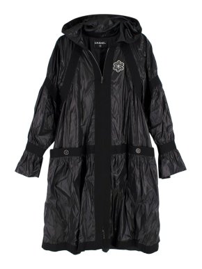 Chanel Black Coco Neige Longline Nylon Raincoat