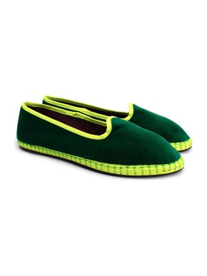 Flabelus Emerald Green Velvet Casandra Slippers