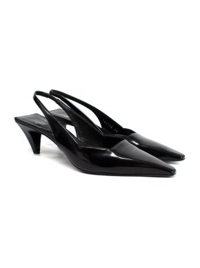 Gucci Black Mallory 55 Patent-Leather Slingback Pumps