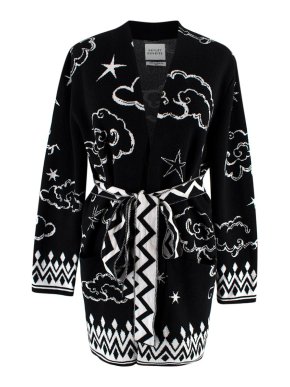 Hayley Menzies Black Jacquard Lucky Clouds Belted Cardigan