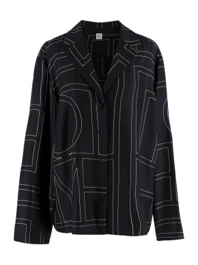 Toteme Black Silk Monogram PJ Top