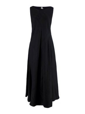 Hermes Black Bias Cut Silk Midi Dress