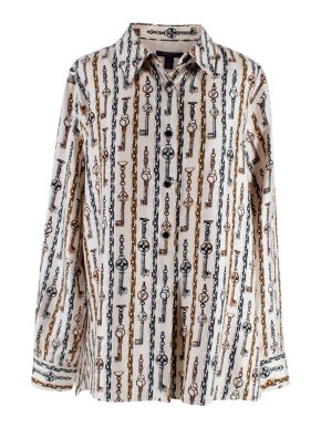 Louis Vuitton Cream Silk Fleur De Keys Shirt