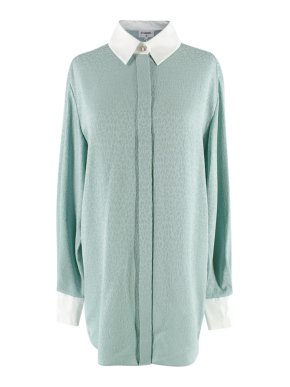 Chanel Turquoise Monogram Silk Shirt