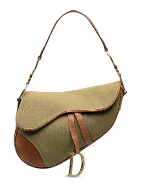 Dior Khaki Canvas and Leather Saddle Bag