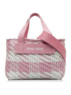 Miu Miu Pink & White Basket Weave Bag