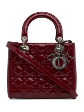 Dior Burgundy Patent Leather Medium Lady Dior