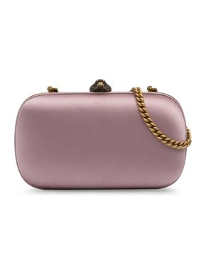 Gucci Pink Satin Animalier Broadway Clutch on Chain