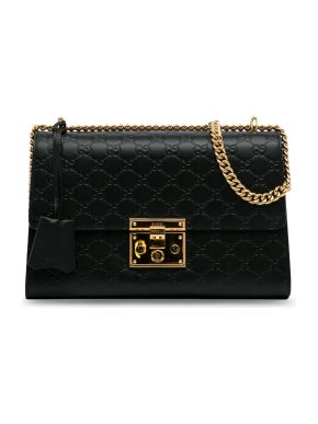 Gucci Black Medium Guccissima Padlock Shoulder Bag