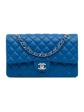 Chanel Blue Lambskin Leather Medium Classic  Double Flap