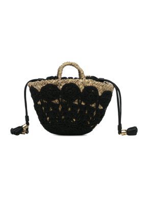 Dolce & Gabbana Black Raffia Mini Crochet Bag
