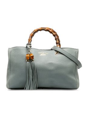 Gucci Blue Medium Bamboo Shopper Tote