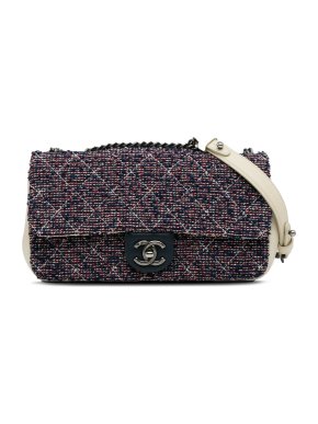 Chanel Navy Small Tweed Single Flap Bag 1