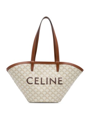 Celine White Medium Triomphe Couffin Tote Bag