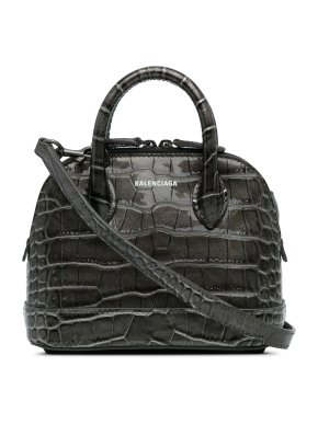 Balenciaga Charcoal Grey XS Embossed Ville Satchel