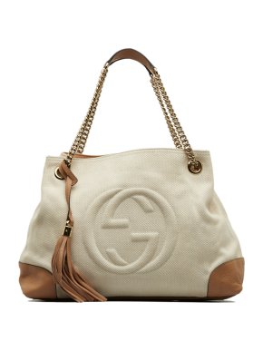 Gucci Beige Medium Canvas Soho Chain Tote Bag