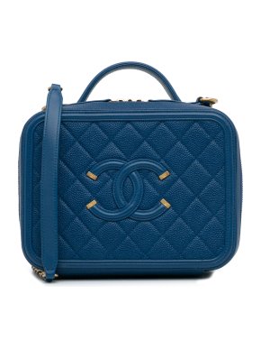 Chanel Blue Caviar Leather Medium Vanity Case