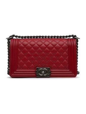 Chanel Red Medium Lambskin Boy Bag