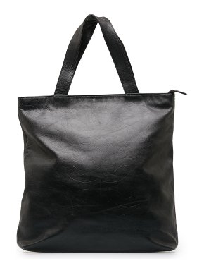 Chanel Black Lambskin CC Embossed Leather Tote