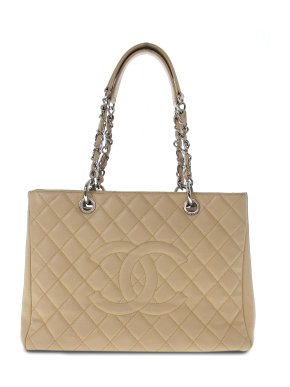 Chanel Beige Caviar Leather Grand Shopping Tote