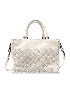 Bottega Veneta White Intrecciato Leather Bag