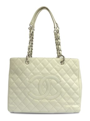 Chanel White Caviar Leather Grand Shopping Tote