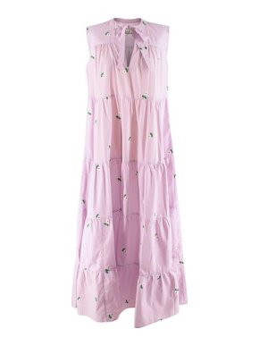 Paul & Joe Lilac Flower Embroidered Tiered Sleeveless Dress