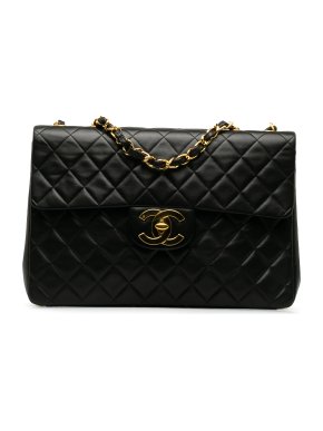 Chanel Vintage Black Maxi Classic Lambskin Single Flap Bag