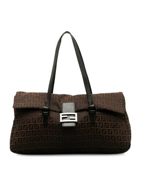Fendi Brown Large Zucchino Flap Shoulder Bag