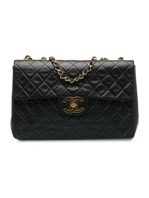Chanel Vintage Black Maxi Classic Lambskin Single Flap Bag
