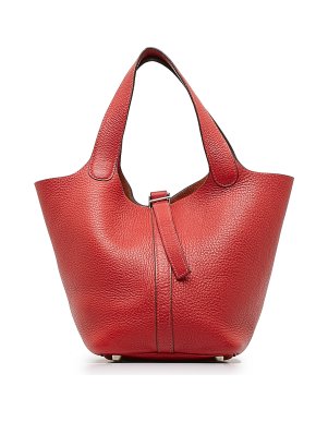 Hermes Picotin 18 in Red Clemence Leather with Palladium Hardware