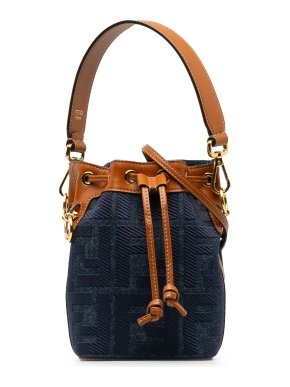 Fendi Mini Denim Zucca Mon Tresor Bucket Bag