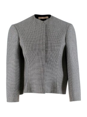 Balenciaga Wool Houndstooth Structured Crop Jacket 1