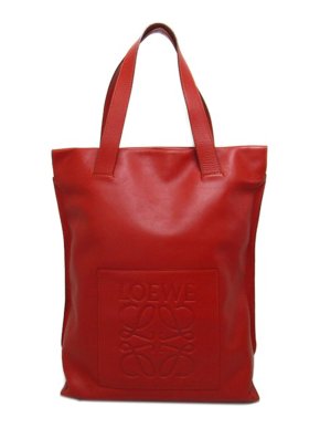 Loewe Red Leather Anagram Tote Bag