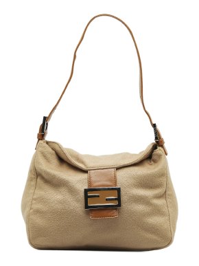 Fendi Beige Felt Mama Baguette Shoulder Bag