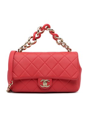 Chanel Red Small  Elegant Chain Single Flap Bag