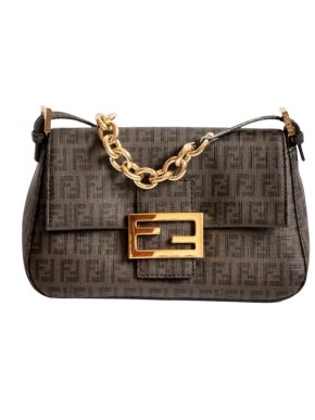 Fendi Brown Mini Zucchino Mamma Baguette Bag