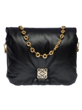 Loewe Black Lambskin Goya Puffer Crossbody Bag
