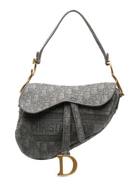 Dior Grey Embroidered Saddle Bag